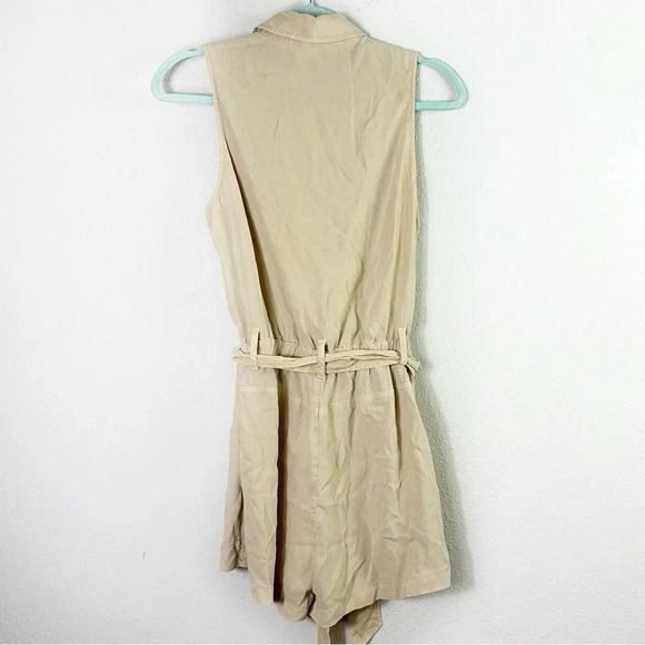 Cloth & Stone Anthropologie Utility Romper Beige Sleeveless with sash Size XS - Picture 7 of 16
